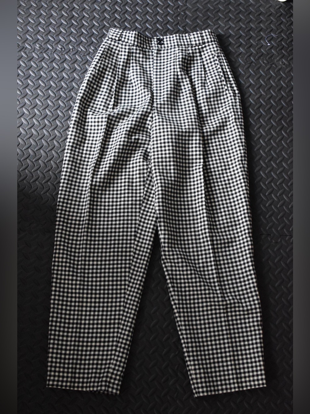 Giorgio Sant Angelo Black and White Gingham Vintage Pleated Trousers